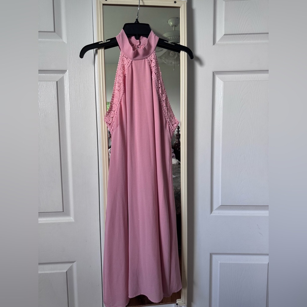 Elegant Pink Halter Dress